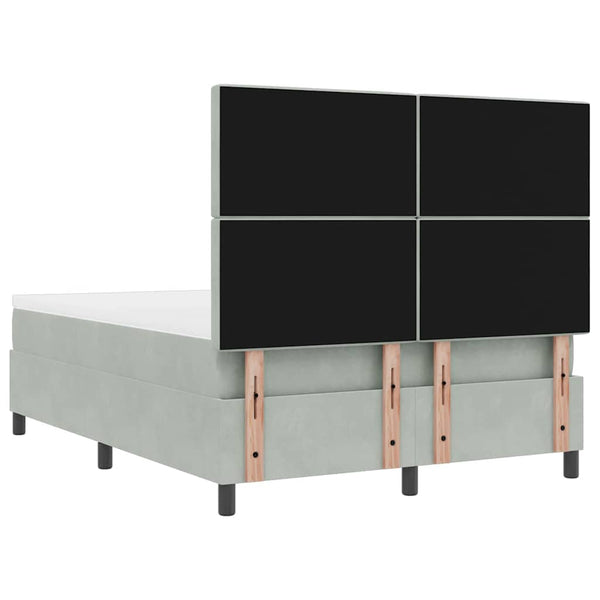 vidaXL Box Spring Bed with Pillows Light Grey 200 x 140 cm Velvet