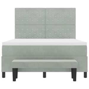 vidaXL Box Spring Bed with Pillows Light Grey 200 x 140 cm Velvet