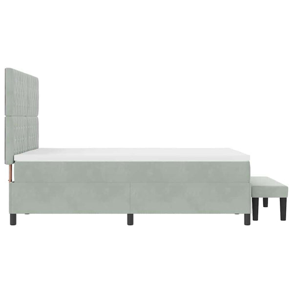 vidaXL Box Spring Bed with Pillows Light Grey 200 x 140 cm Velvet