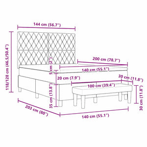 vidaXL Box Spring Bed with Pillows Light Grey 200 x 140 cm Velvet