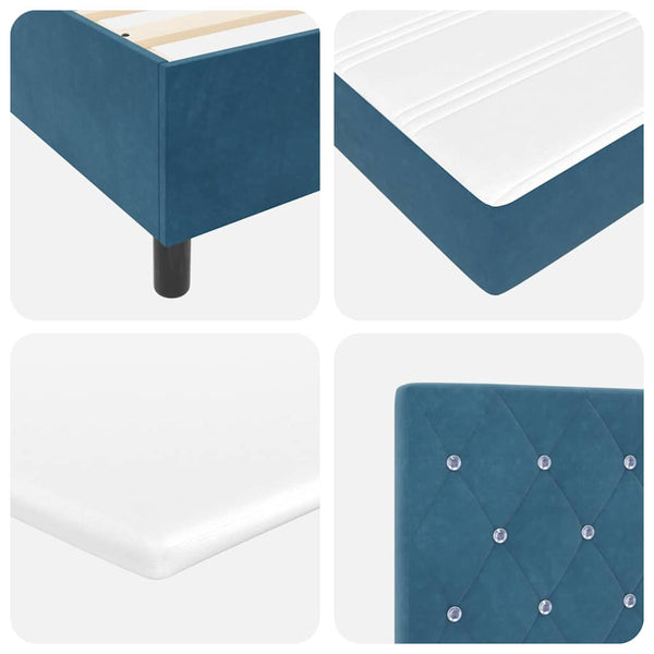 vidaXL Box Spring Bed with Pillows Dark Blue 200 x 140 cm Velvet