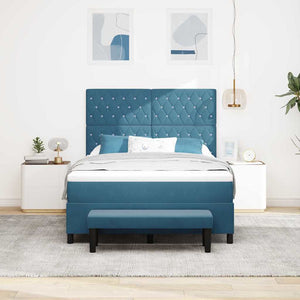 vidaXL Box Spring Bed with Pillows Dark Blue 200 x 140 cm Velvet