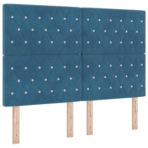 vidaXL Box Spring Bed with Pillows Dark Blue 200 x 140 cm Velvet