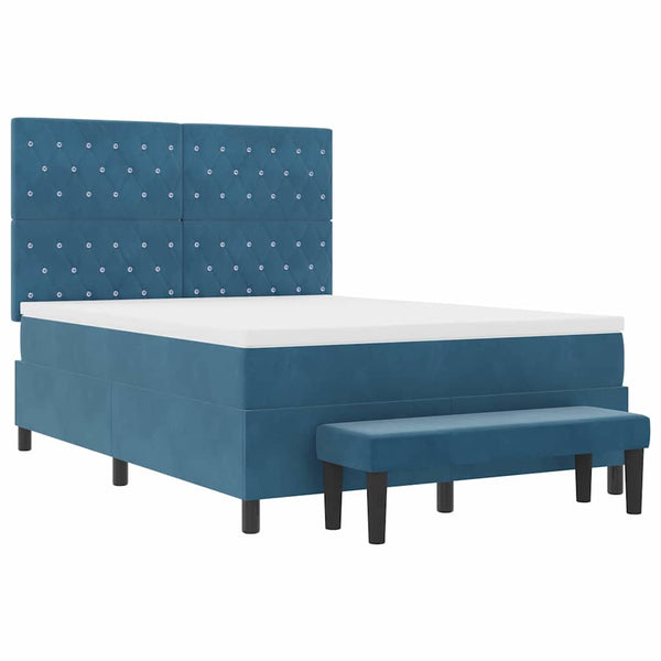 vidaXL Box Spring Bed with Pillows Dark Blue 200 x 140 cm Velvet