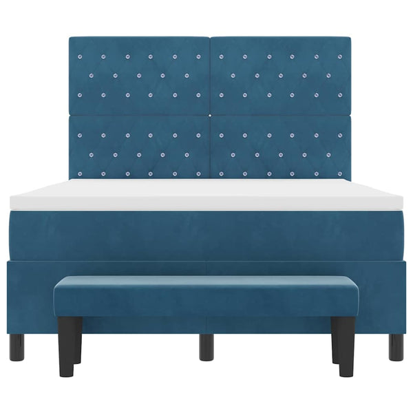 vidaXL Box Spring Bed with Pillows Dark Blue 200 x 140 cm Velvet