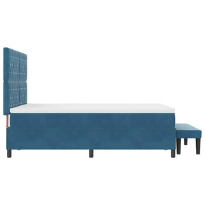 vidaXL Box Spring Bed with Pillows Dark Blue 200 x 140 cm Velvet