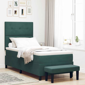 vidaXL Box Spring Bed with Pillows Dark Green 200 x 80 cm Velvet