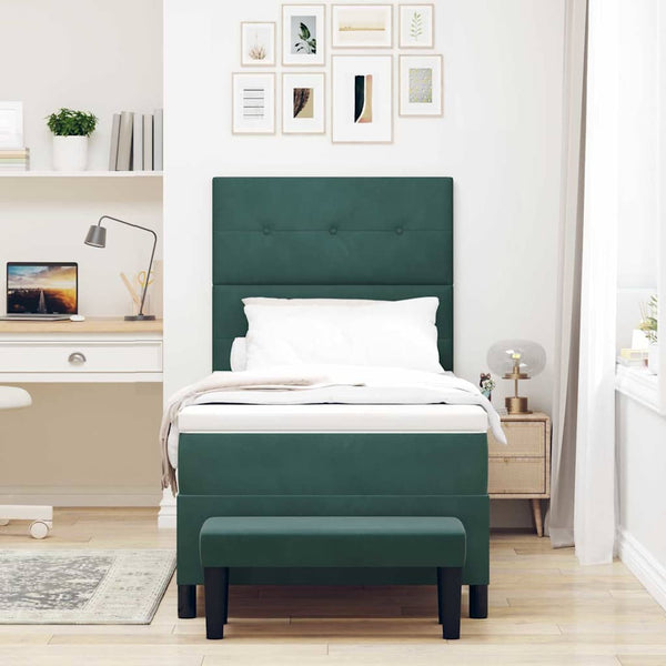 vidaXL Box Spring Bed with Pillows Dark Green 200 x 80 cm Velvet