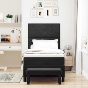 vidaXL Box Spring Bed with Pillows with Headboard Black 190 x 90 cm Velvet