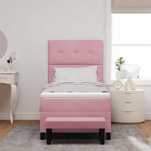 vidaXL Box Spring Bed with Pillows and Headboard Pink 190 x 90 cm Velvet