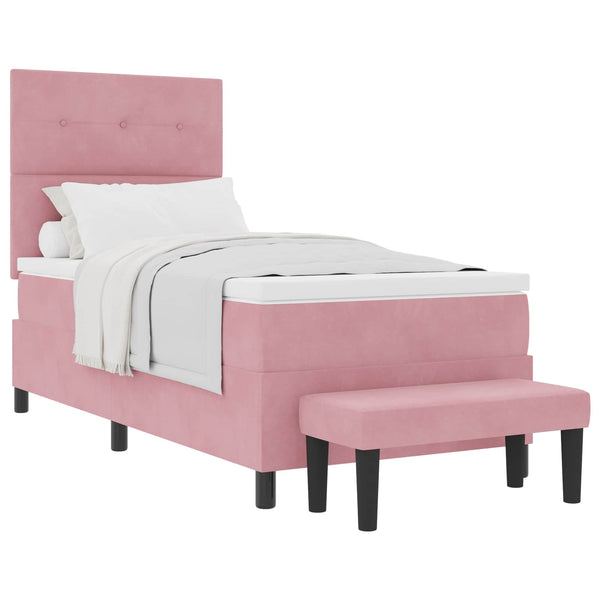 vidaXL Box Spring Bed with Pillows and Headboard Pink 190 x 90 cm Velvet