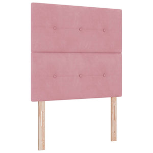 vidaXL Box Spring Bed with Pillows and Headboard Pink 190 x 90 cm Velvet
