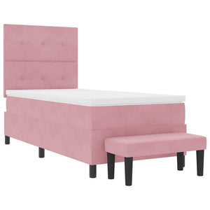 vidaXL Box Spring Bed with Pillows and Headboard Pink 190 x 90 cm Velvet