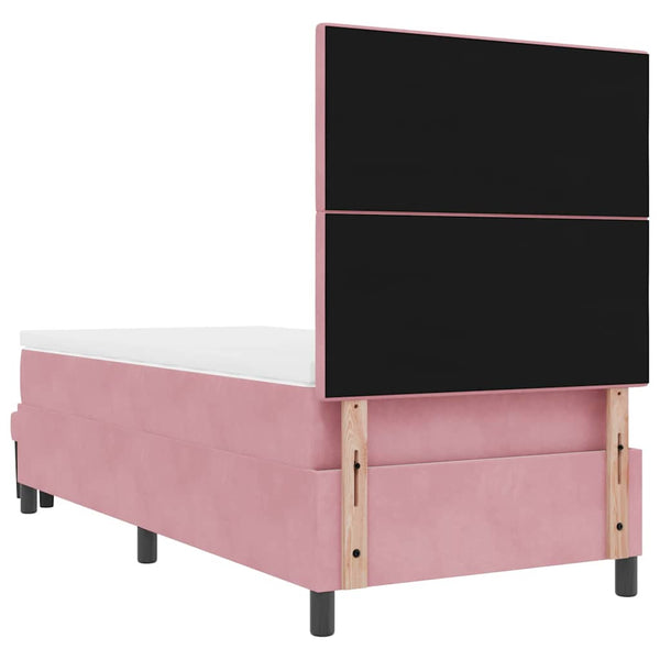 vidaXL Box Spring Bed with Pillows and Headboard Pink 190 x 90 cm Velvet