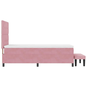 vidaXL Box Spring Bed with Pillows and Headboard Pink 190 x 90 cm Velvet