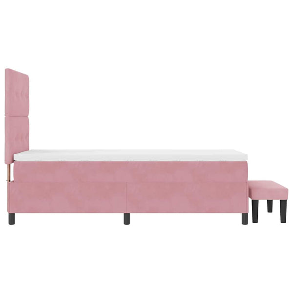 vidaXL Box Spring Bed with Pillows and Headboard Pink 190 x 90 cm Velvet