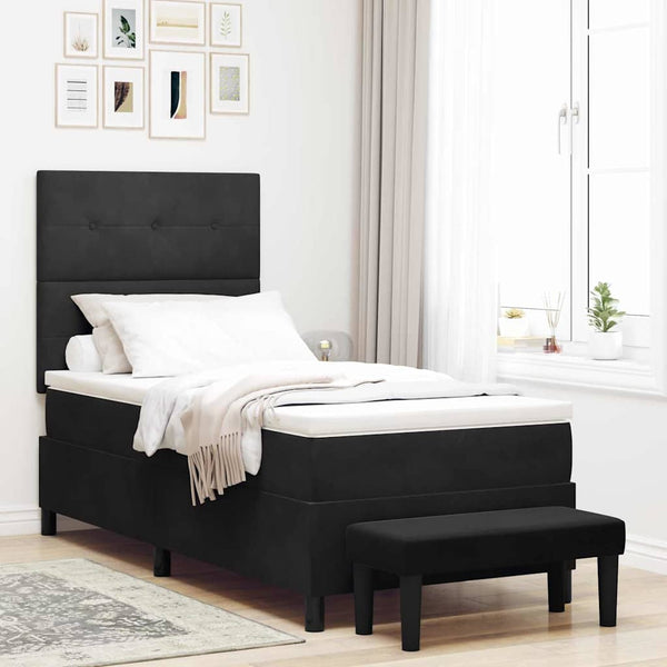 vidaXL Box Spring Bed with Pillows and Headboard Black 200 x 90 cm Velvet