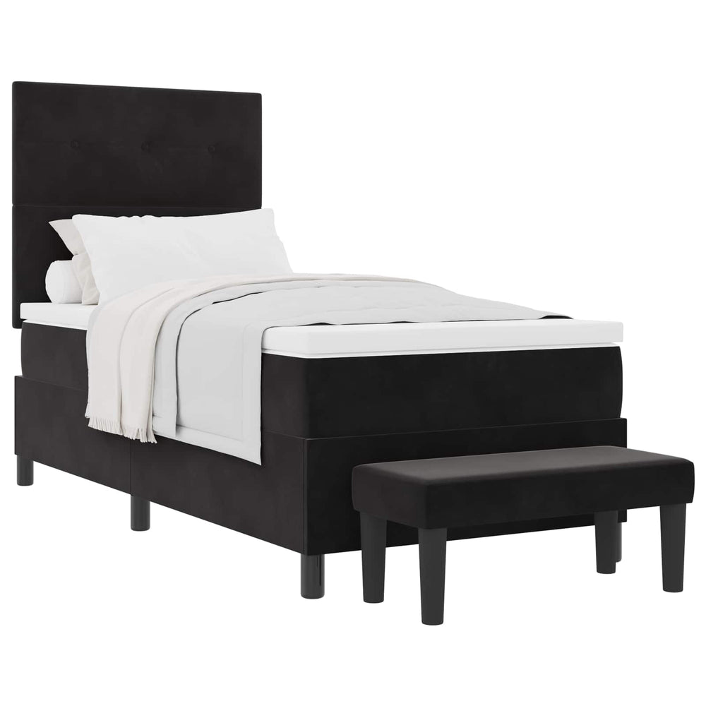 vidaXL Box Spring Bed with Pillows and Headboard Black 200 x 90 cm Velvet