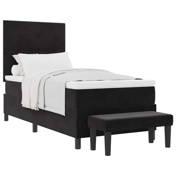 vidaXL Box Spring Bed with Pillows and Headboard Black 200 x 90 cm Velvet