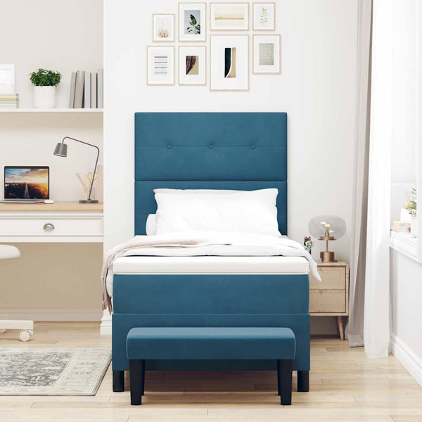 vidaXL Box Spring Bed with Pillows Dark Blue 200 x 100 cm Velvet
