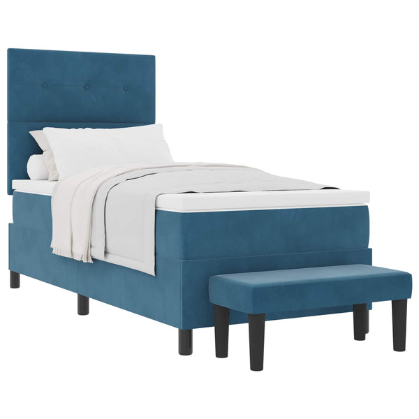 vidaXL Box Spring Bed with Pillows Dark Blue 200 x 100 cm Velvet