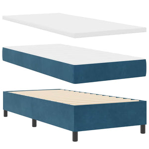 vidaXL Box Spring Bed with Pillows Dark Blue 200 x 100 cm Velvet