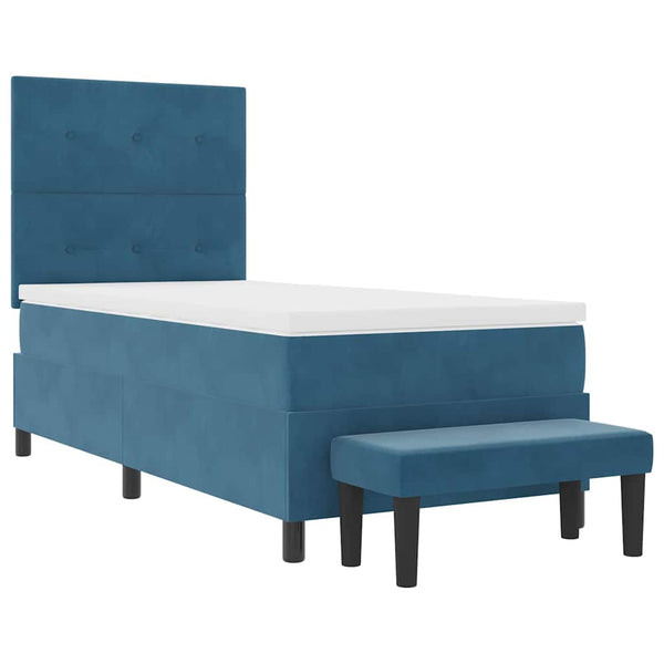 vidaXL Box Spring Bed with Pillows Dark Blue 200 x 100 cm Velvet