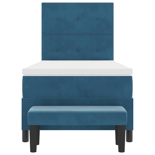 vidaXL Box Spring Bed with Pillows Dark Blue 200 x 100 cm Velvet