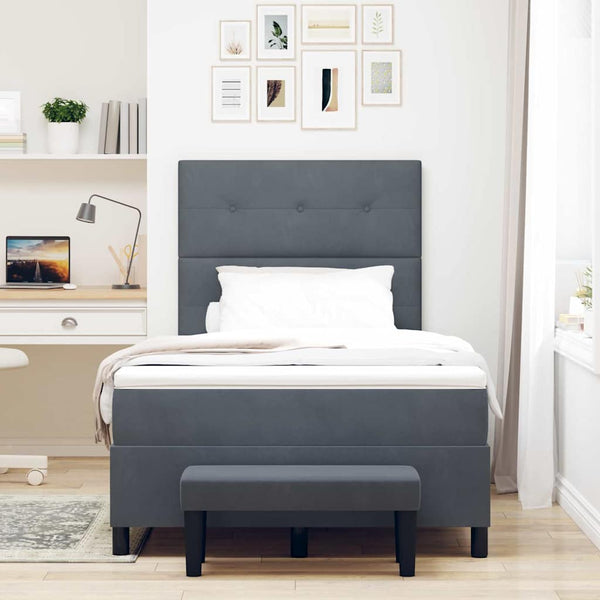 vidaXL Box Spring Bed with Headboard Dark Grey 190 x 120 cm Velvet