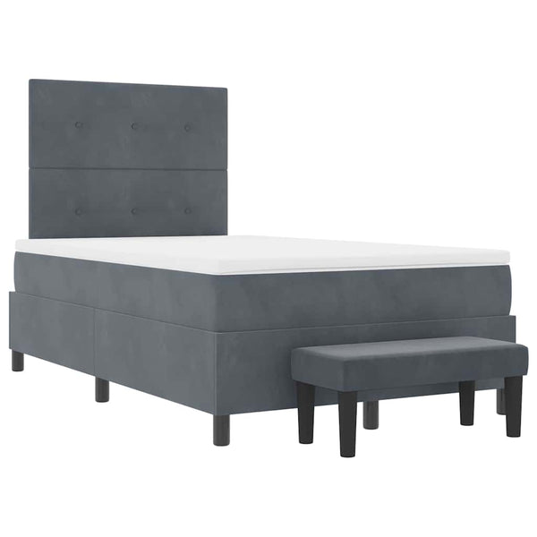 vidaXL Box Spring Bed with Headboard Dark Grey 190 x 120 cm Velvet