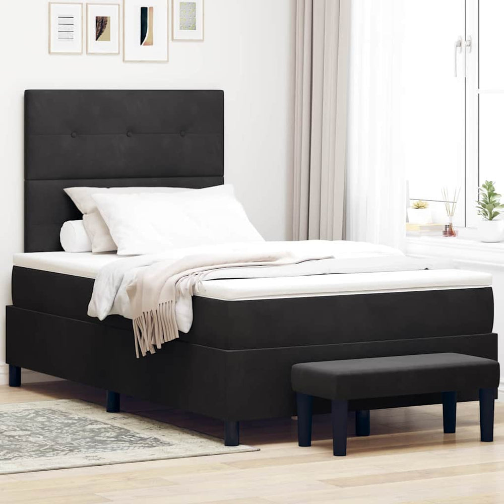 vidaXL Box Spring Bed with Headboard Black 190 x 120 cm Velvet