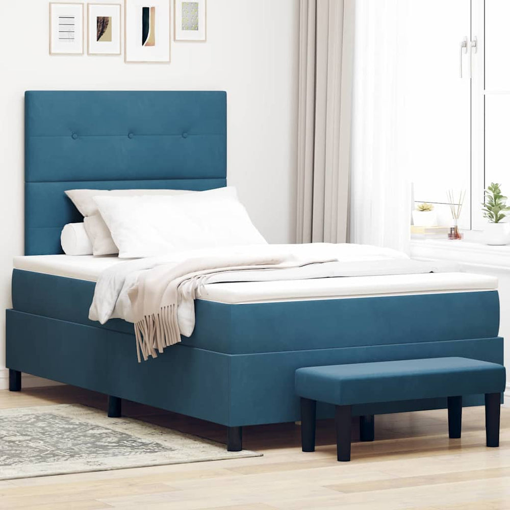 vidaXL Box Spring Bed with Headboard Dark Blue 190 x 120 cm Velvet