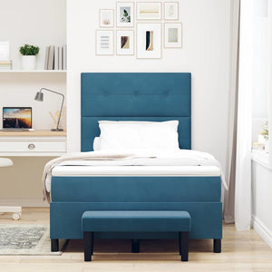 vidaXL Box Spring Bed with Headboard Dark Blue 190 x 120 cm Velvet