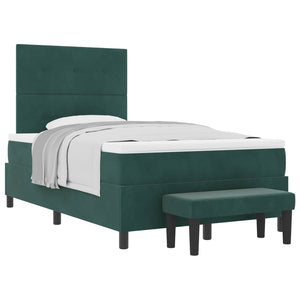 vidaXL Box Spring Bed with Headboard Dark Green 120 x 200 cm Velvet
