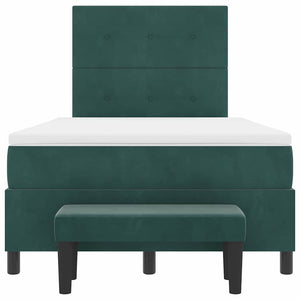 vidaXL Box Spring Bed with Headboard Dark Green 120 x 200 cm Velvet