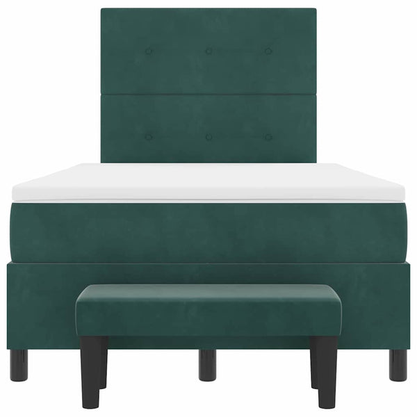 vidaXL Box Spring Bed with Headboard Dark Green 120 x 200 cm Velvet
