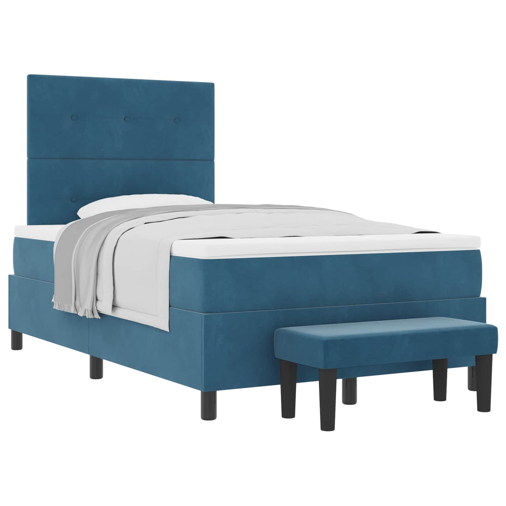 vidaXL Box Spring Bed with Headboard Dark Blue 200 x 120 cm Velvet