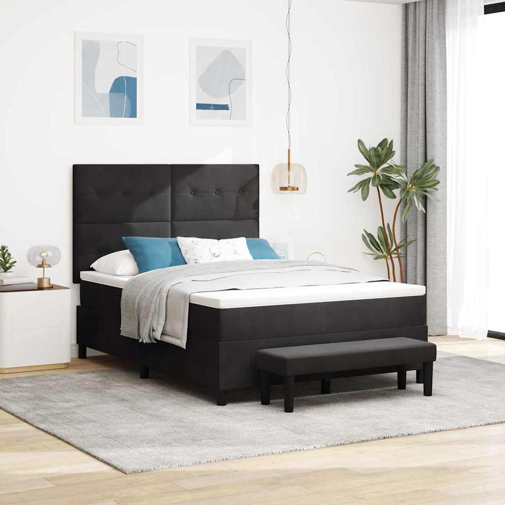 vidaXL Box Spring Bed with Cushions and Headboard Black 200 x 140 cm Velvet