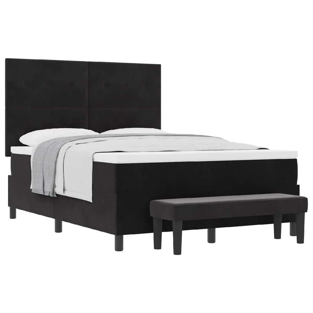 vidaXL Box Spring Bed with Cushions and Headboard Black 200 x 140 cm Velvet