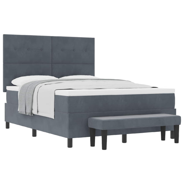 vidaXL Box Spring Bed with Pillows Dark Grey 200 x 160 cm Velvet