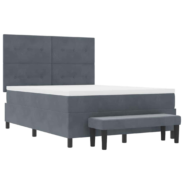 vidaXL Box Spring Bed with Pillows Dark Grey 200 x 160 cm Velvet