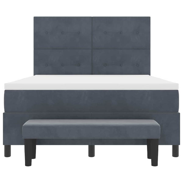 vidaXL Box Spring Bed with Pillows Dark Grey 200 x 160 cm Velvet