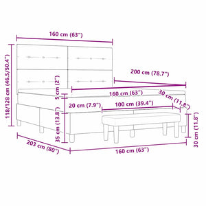 vidaXL Box Spring Bed with Pillows Dark Grey 200 x 160 cm Velvet