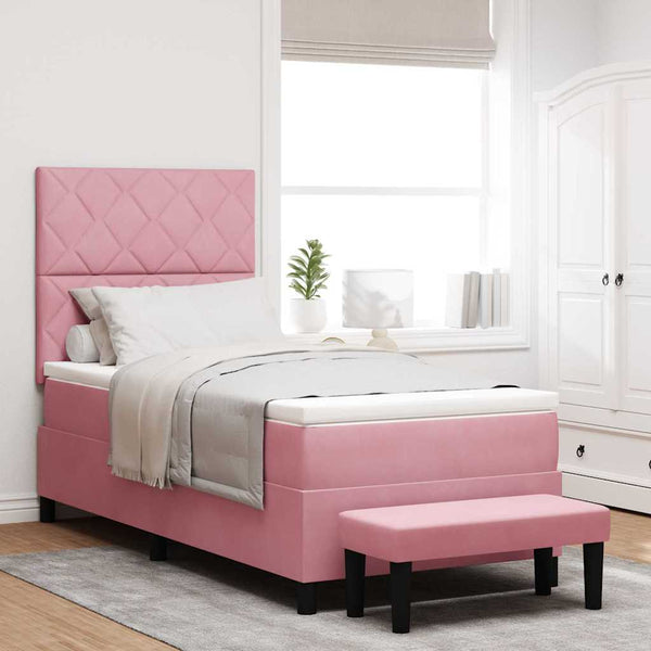 vidaXL Box Spring Bed with Cushions and Headboard Pink 200 x 100 cm Velvet