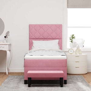 vidaXL Box Spring Bed with Cushions and Headboard Pink 200 x 100 cm Velvet