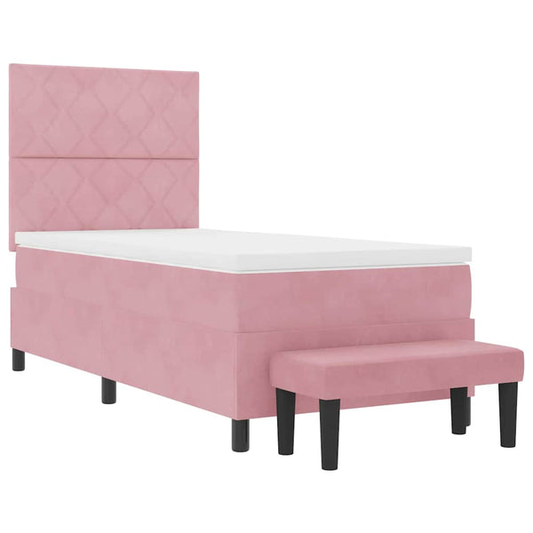 vidaXL Box Spring Bed with Cushions and Headboard Pink 200 x 100 cm Velvet