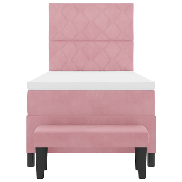 vidaXL Box Spring Bed with Cushions and Headboard Pink 200 x 100 cm Velvet