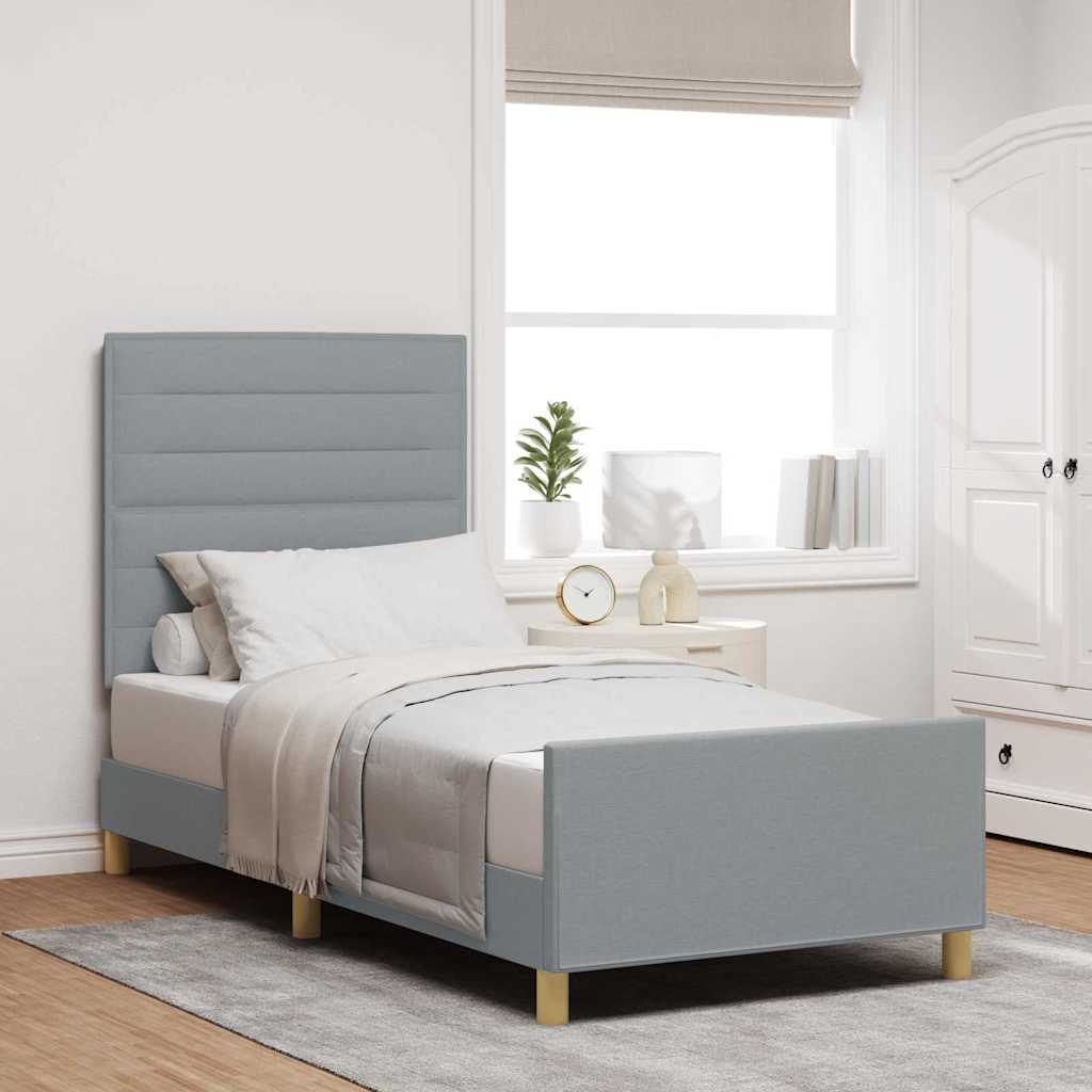 vidaXL Bed Frame with Headboard Light Grey 80 x 200 cm Fabric