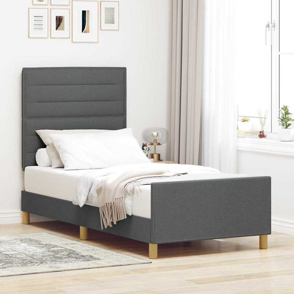 vidaXL Bed Frame with Headboard Dark Grey 80 x 200 cm Fabric