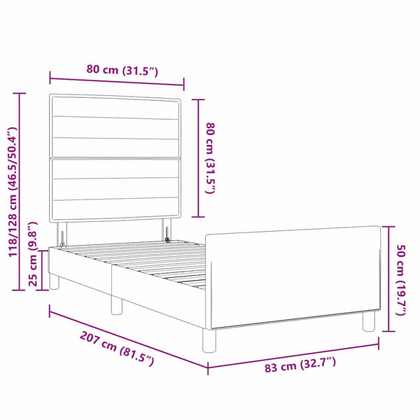 vidaXL Bed Frame with Headboard Dark Grey 80 x 200 cm Fabric